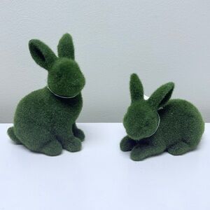 New Hobby Lobby Set of 2 Green Grass Flocked Bunny Resin Figurines, Easter 2026